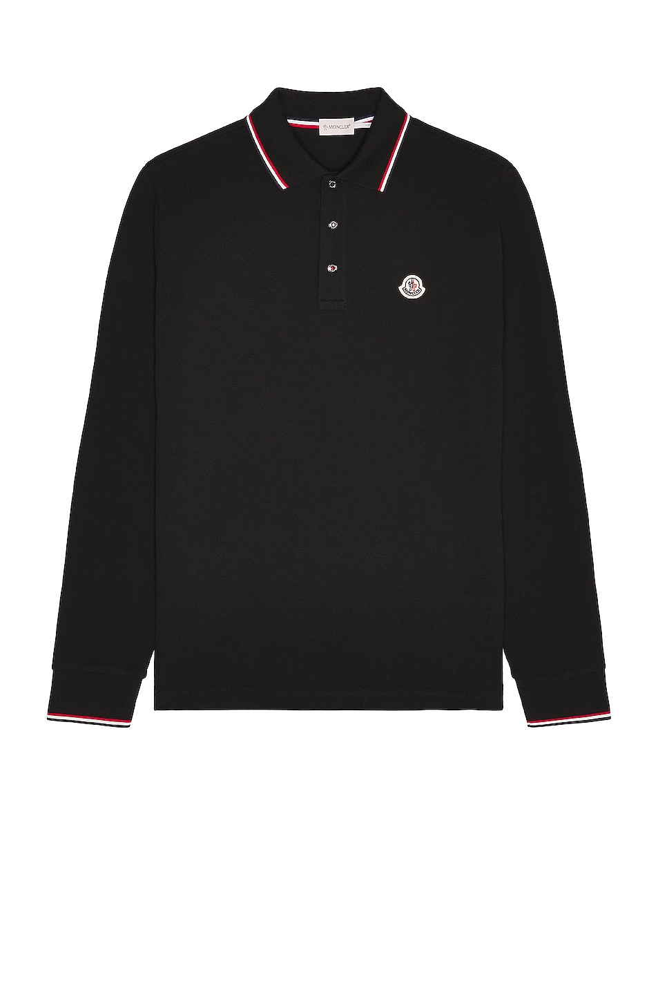 Image 1 of Moncler Long Sleeve Polo in Black