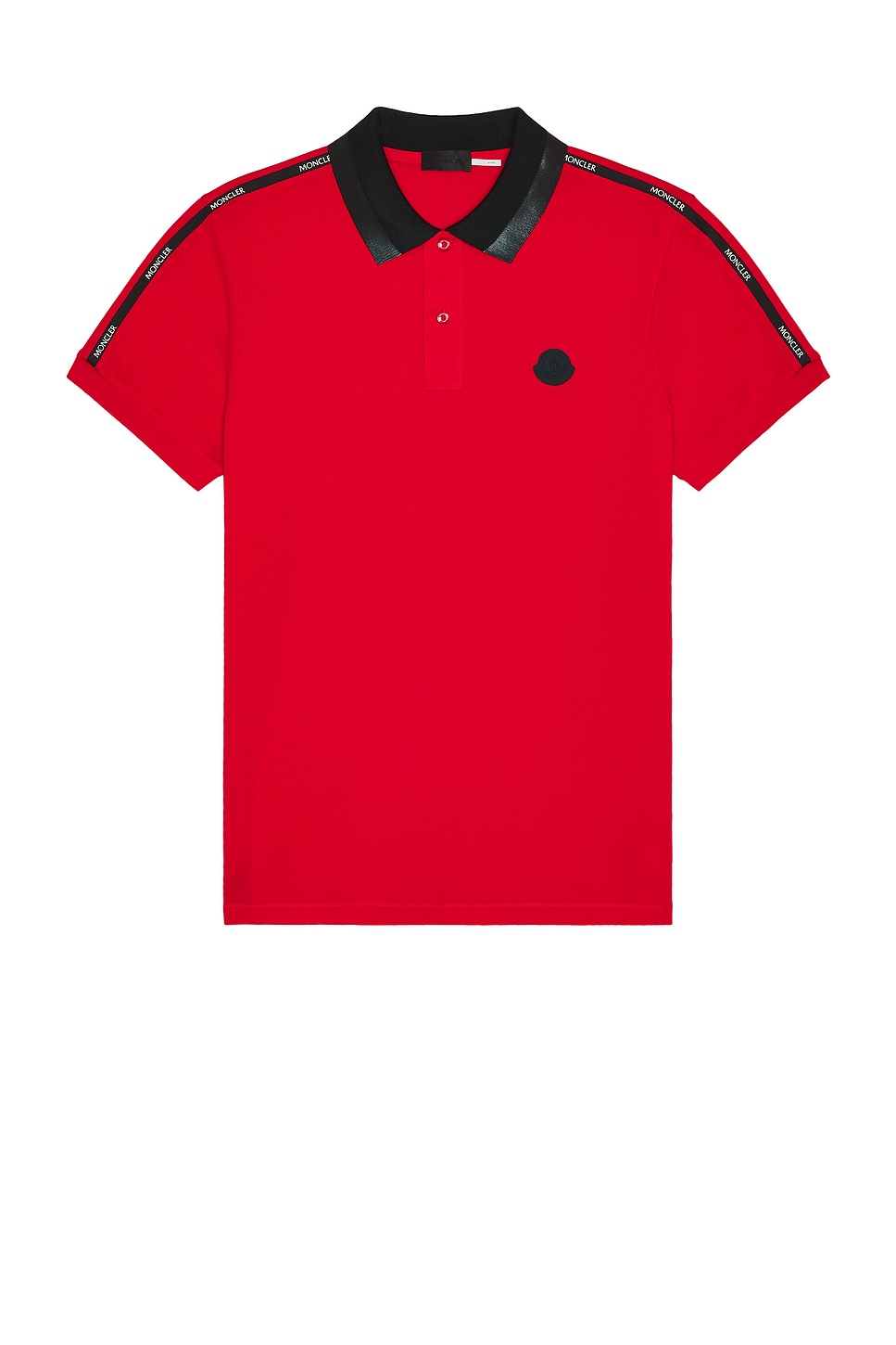 Image 1 of Moncler Matt Black Polo in Red