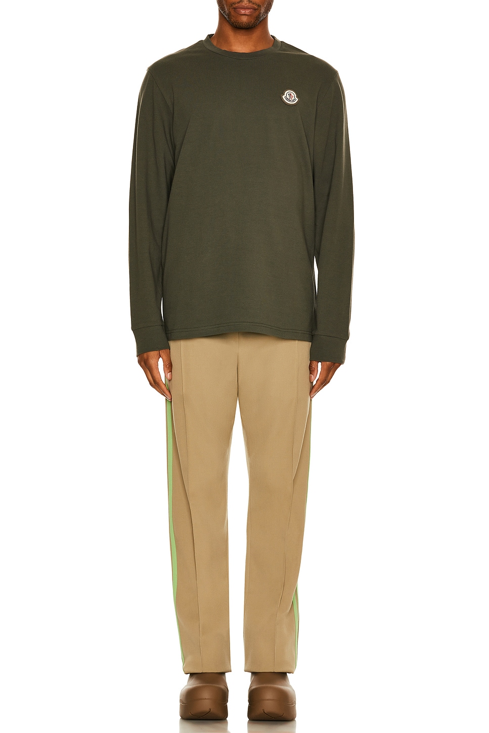 Image 1 of Moncler Long Sleeve T-Shirt in Olive