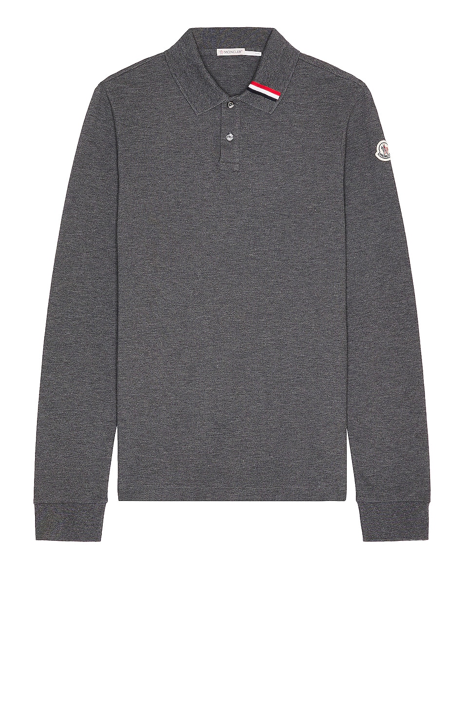 Image 1 of Moncler Long Sleeve Polo in Charcoal