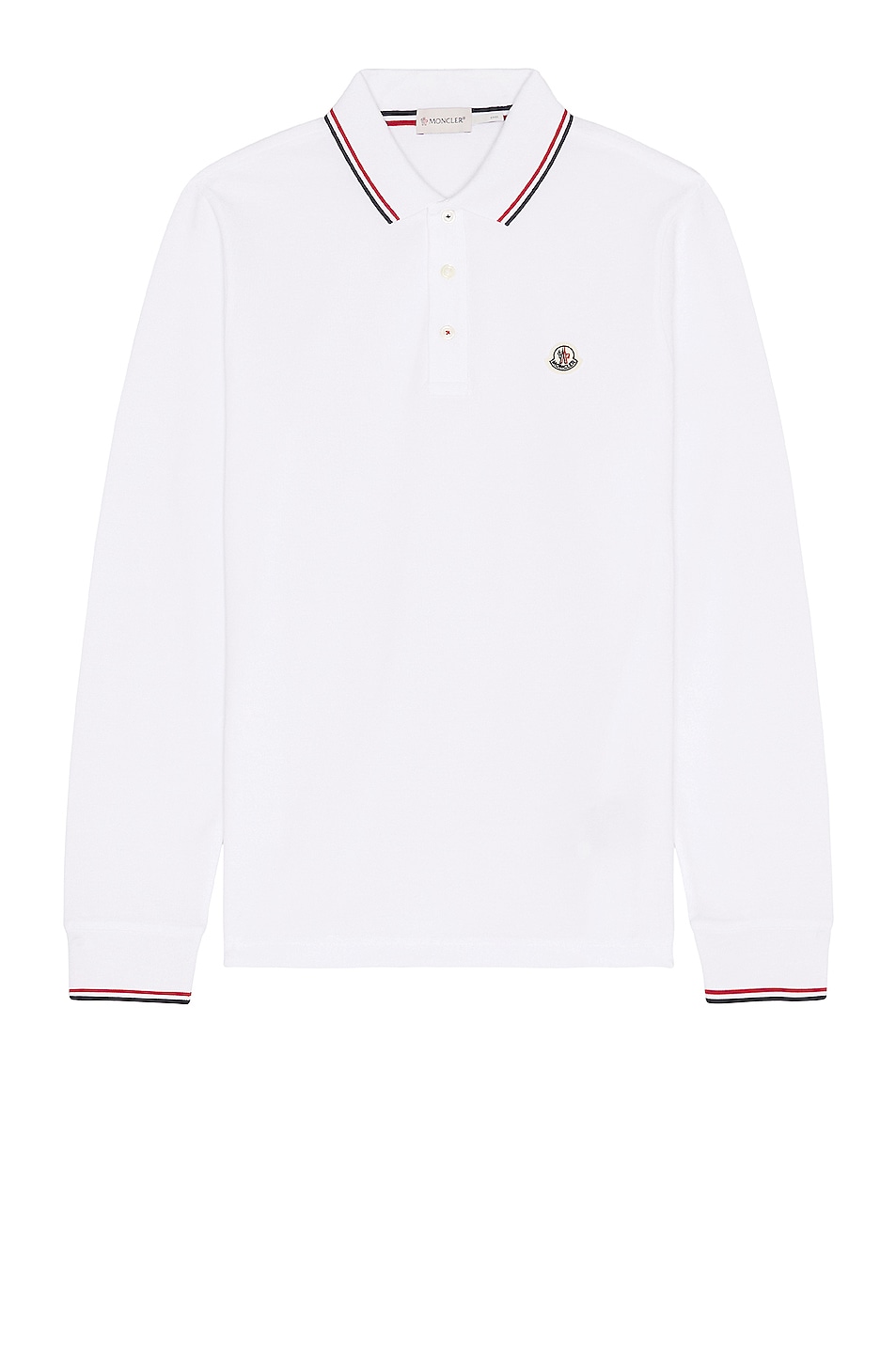 Image 1 of Moncler Long Sleeve Polo in White