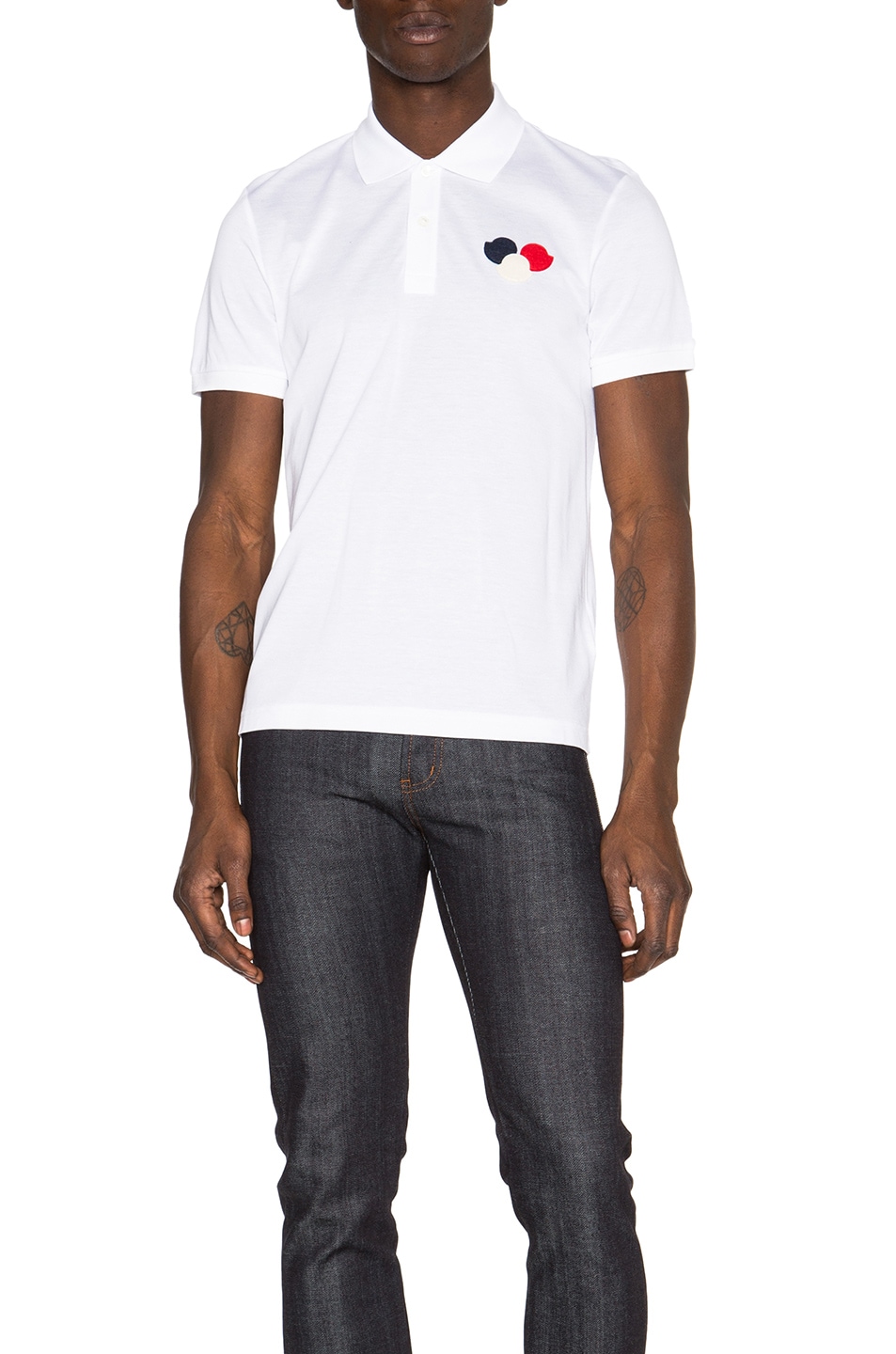 Image 1 of Moncler Short Sleeve Polo in White