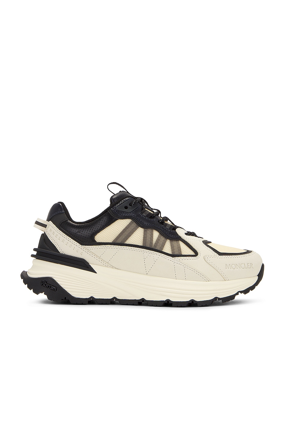 Image 1 of Moncler Lite Runner Low Top Sneakers in White & Black