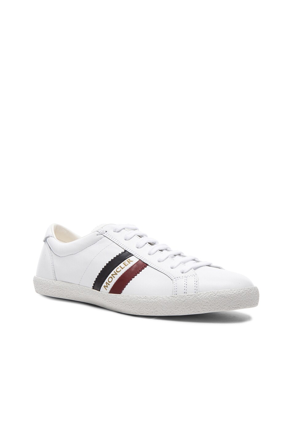 Image 1 of Moncler Old School Leather Sneakers in White