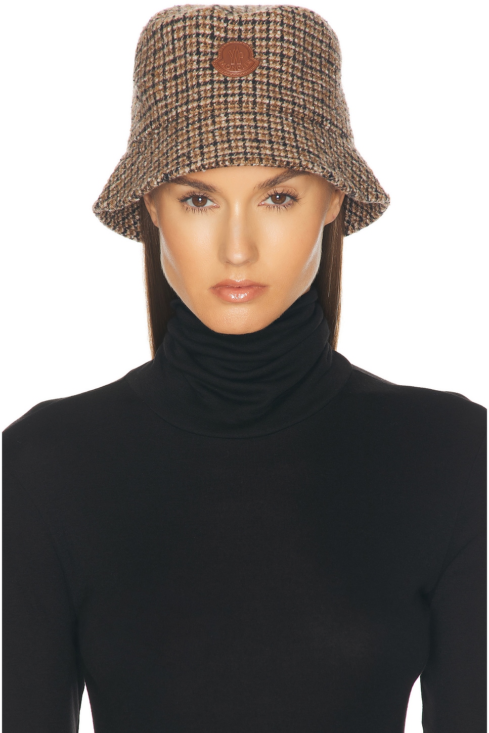 Shop Moncler Bucket Hat In Beige Check