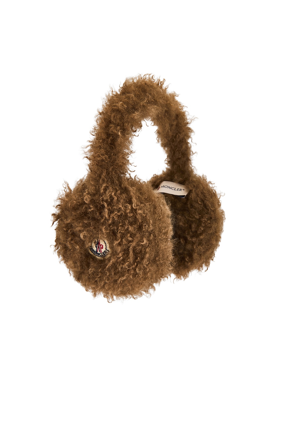 Moncler Teddy Fleece Padded Earmuffs With Adjustable Band In Brown