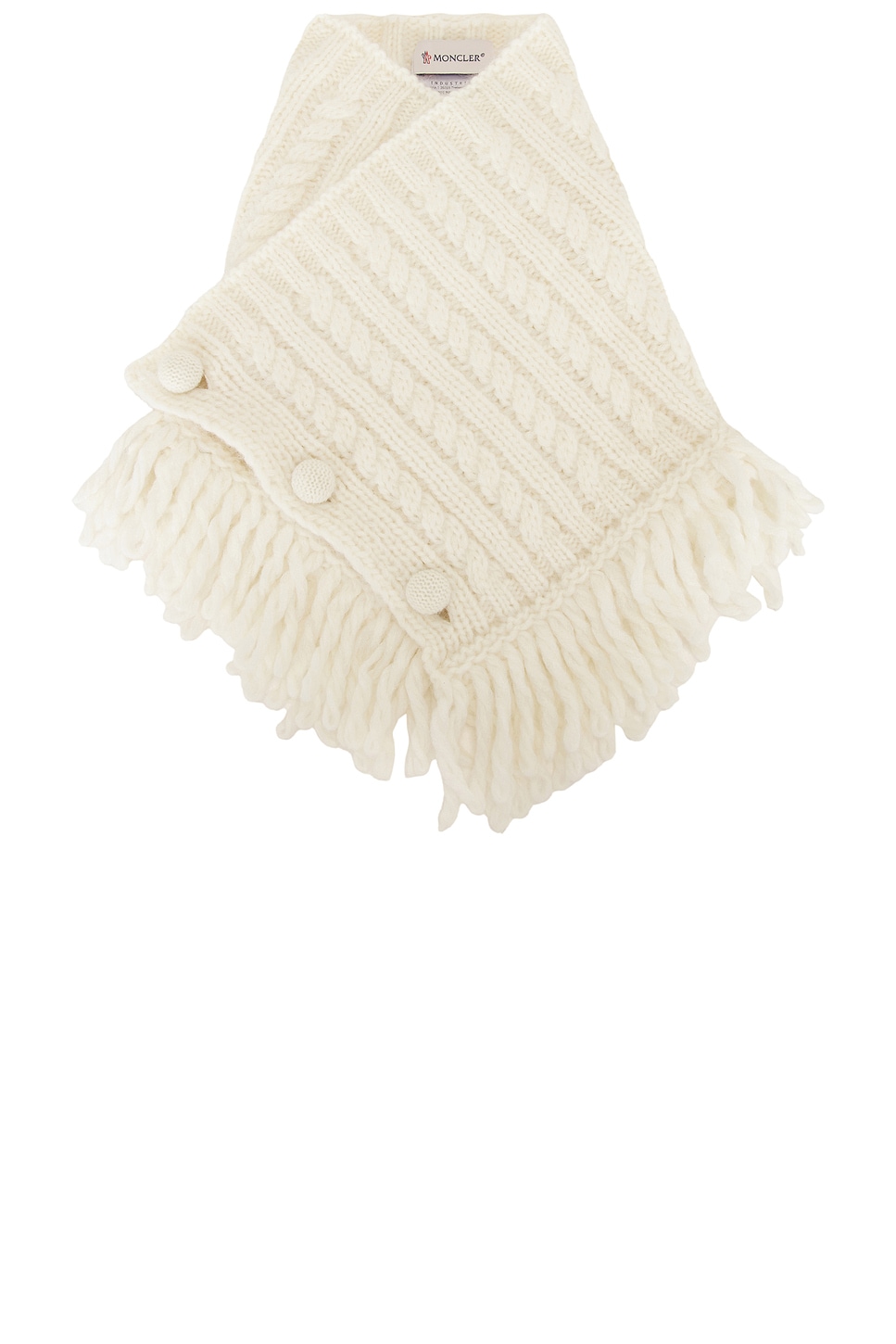 Moncler Knit Fringe Scarf in White