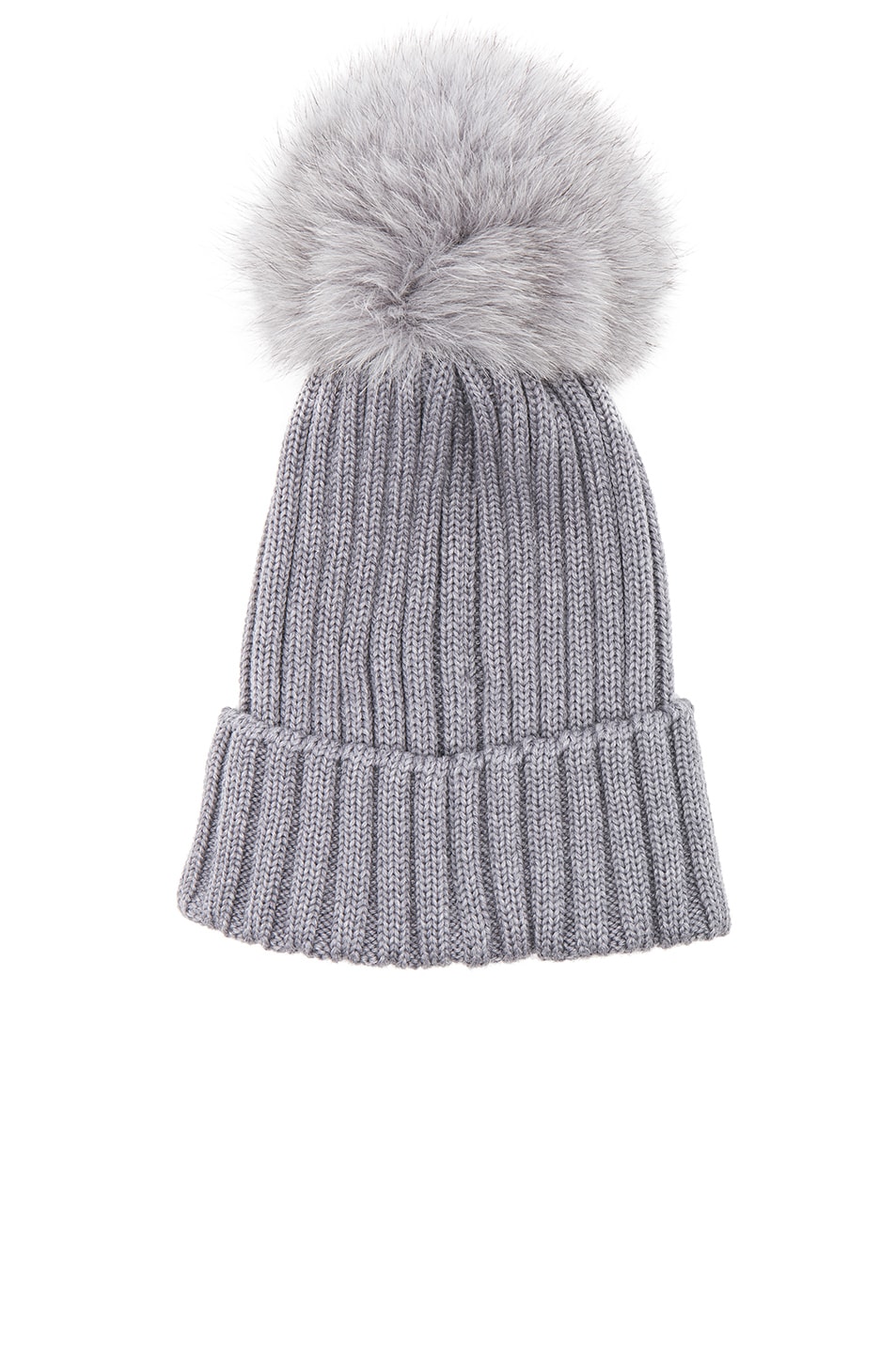 MONCLER Berretto Beanie With Fox Fur Pom In Gray. in Charcoal | ModeSens
