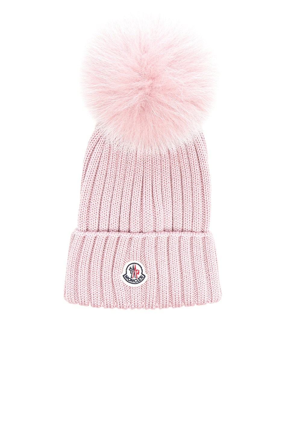 Image 1 of Moncler Berretto Beanie With Fox Fur Pom in Blush