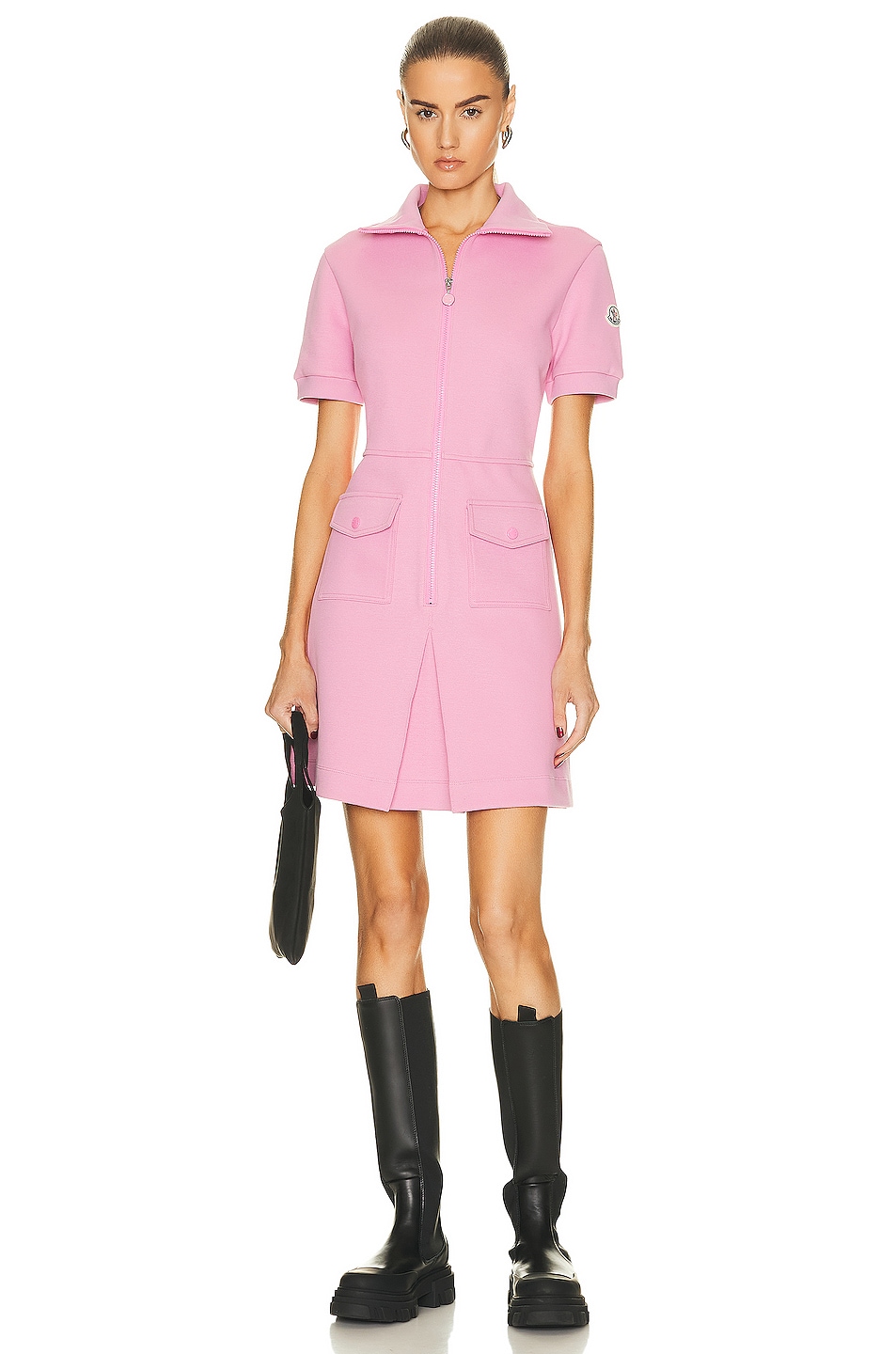 Image 1 of Moncler Turtleneck Short Sleeve Dress in Pink