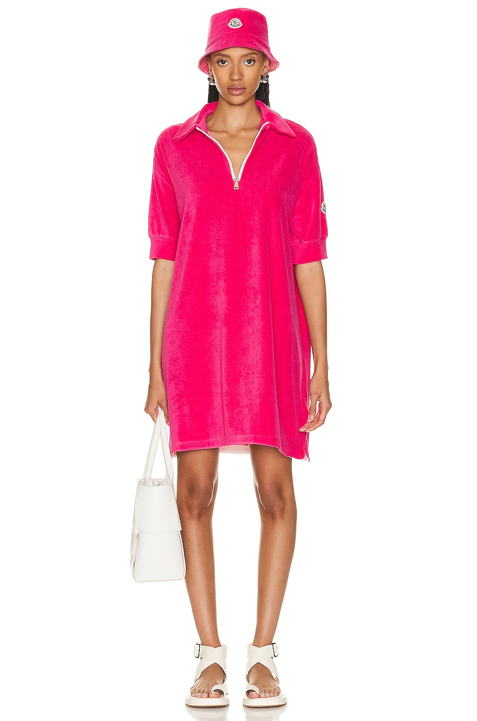 Image 1 of Moncler Terry Shirt Dress in Pink