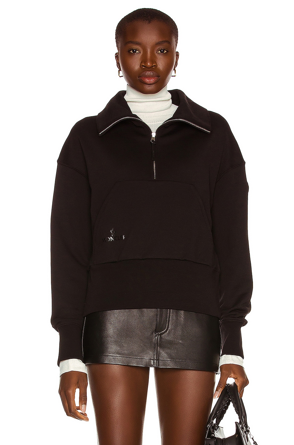 Image 1 of Moncler Half Zip Sweatshirt in Black