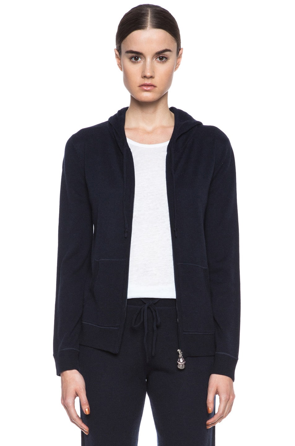 Image 1 of Moncler Cashmere Zip Swearer in Navy