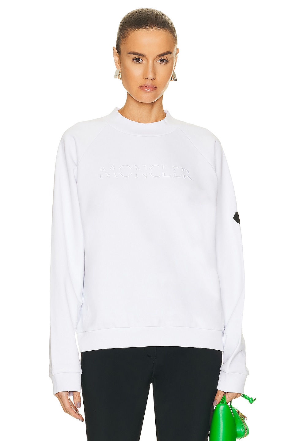 Image 1 of Moncler Matt Black Sweatshirt in White