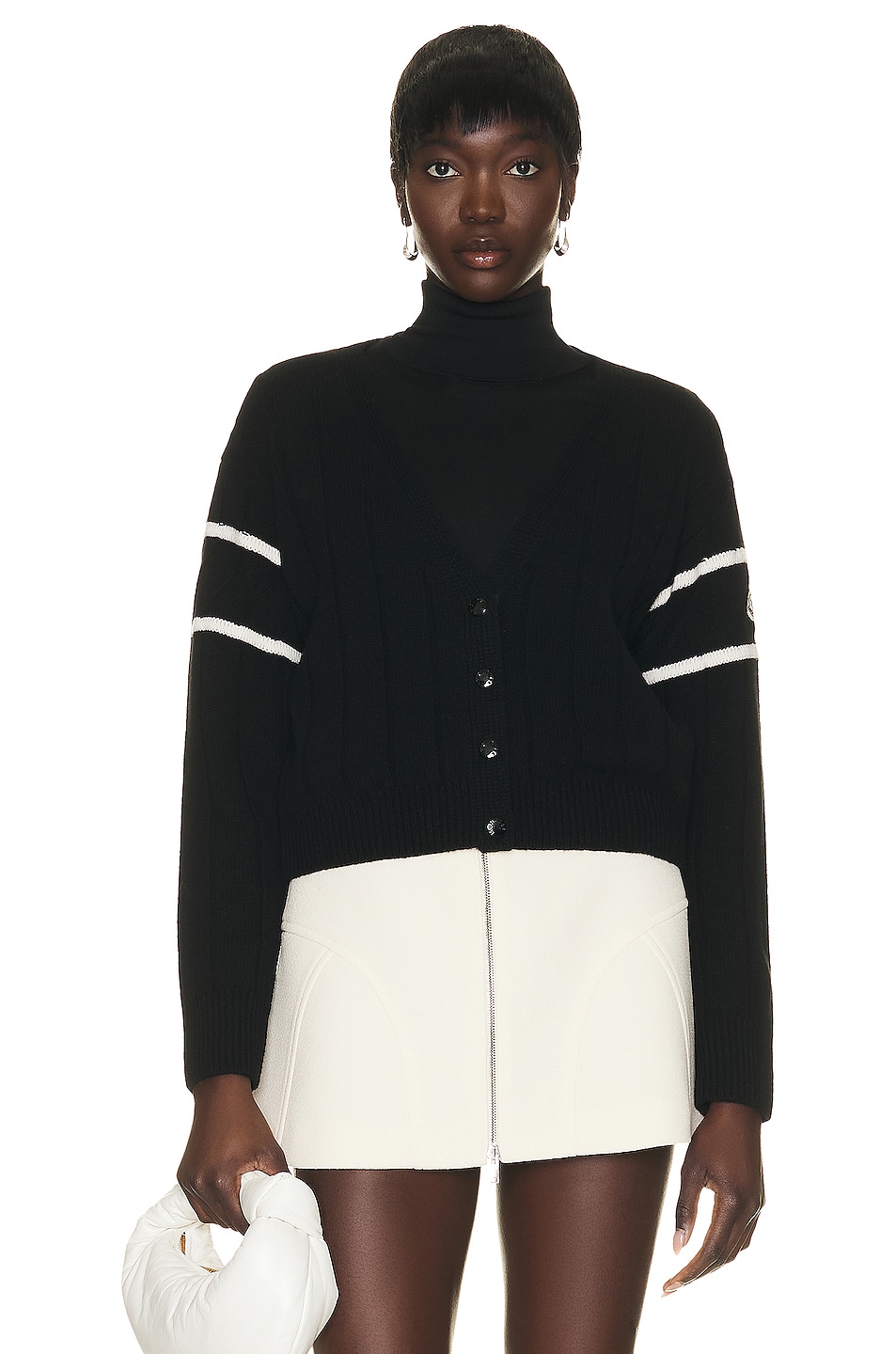 Image 1 of Moncler Knit Cardigan in Black & White