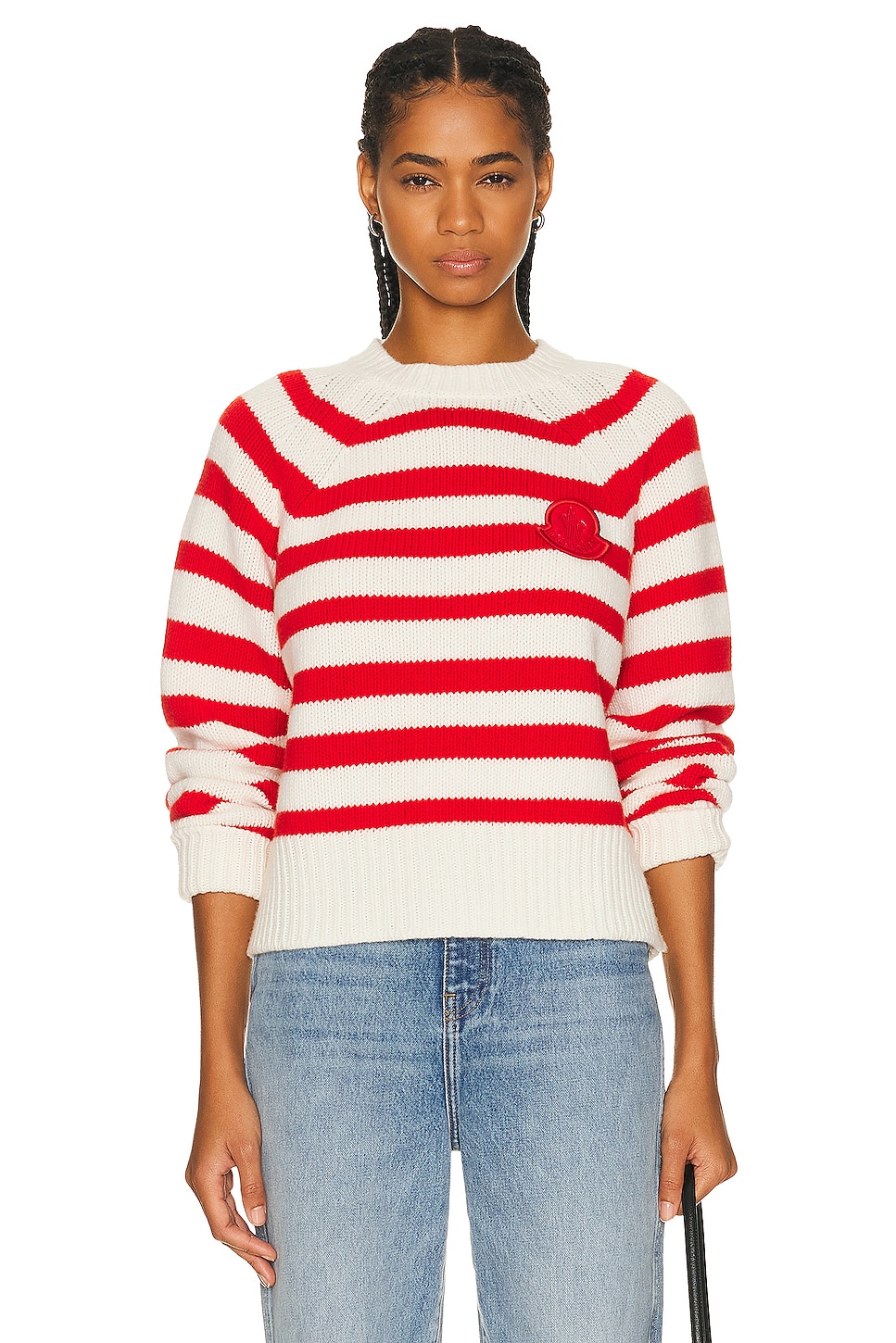 Image 1 of Moncler Long Sleeve Sweater in Red Stripe