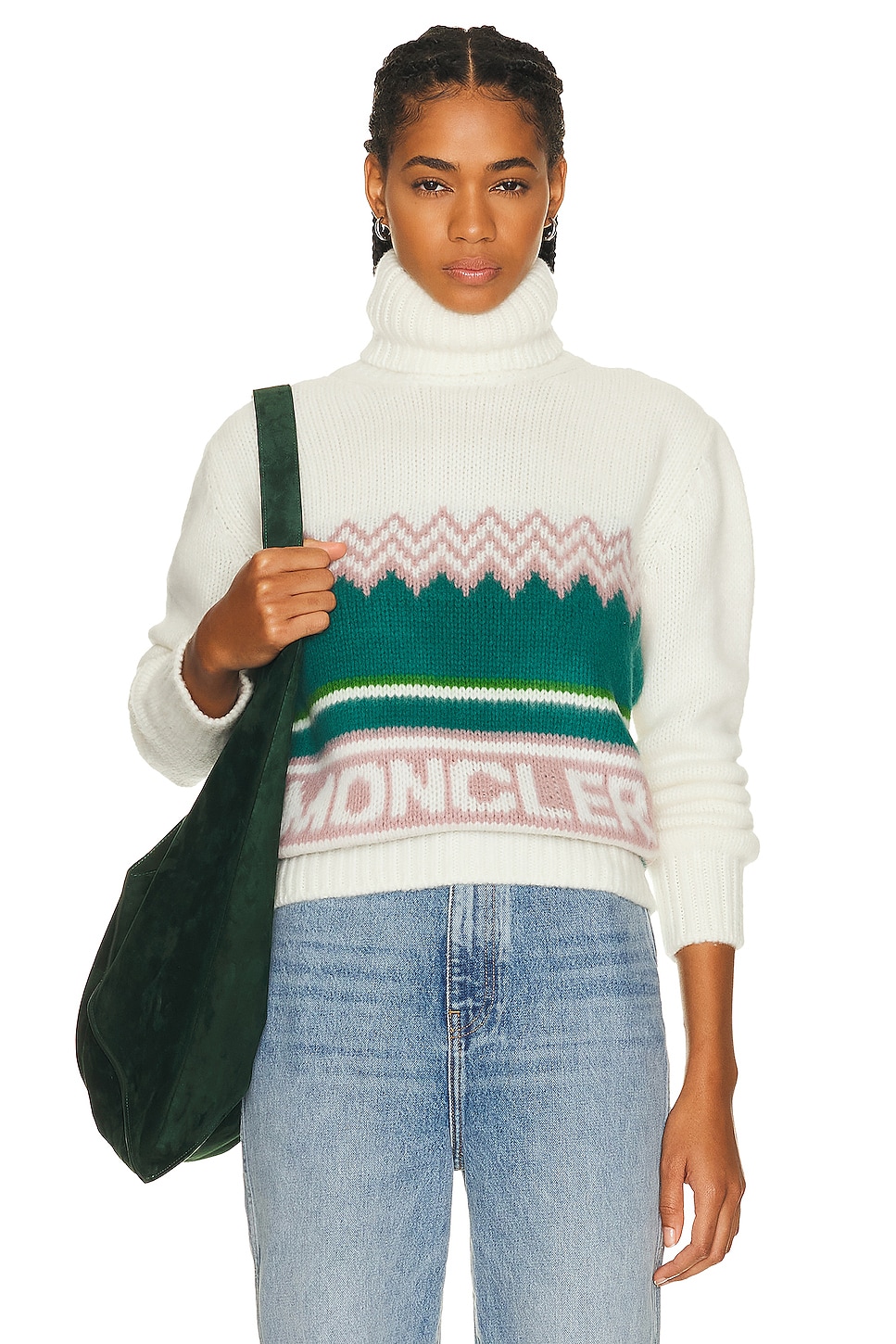 Image 1 of Moncler Turtleneck Sweater in Off White Print