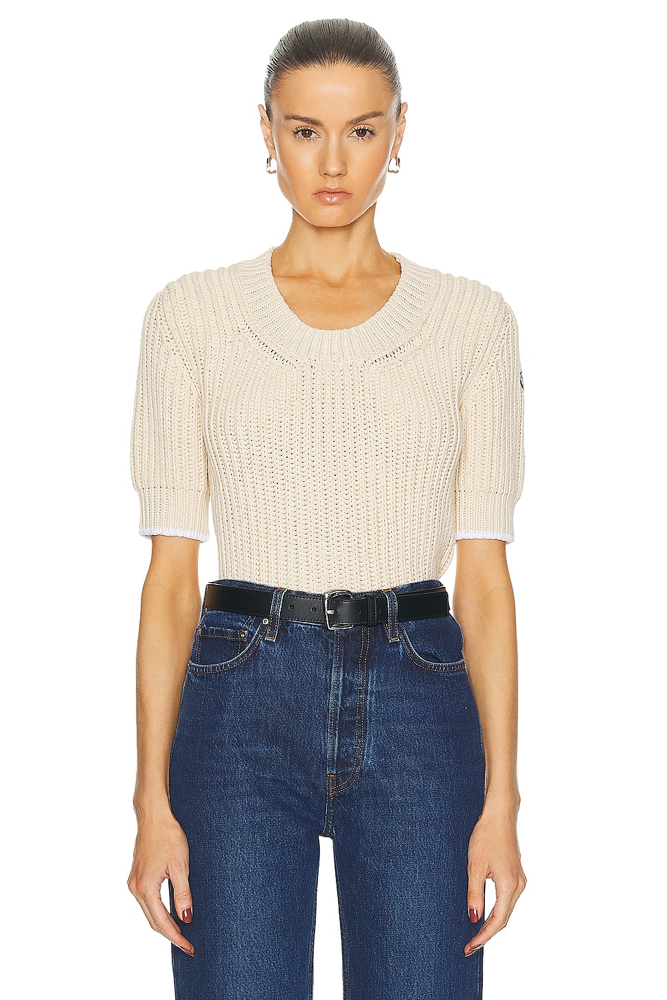 Image 1 of Moncler Crew Neck Sweater in Linen