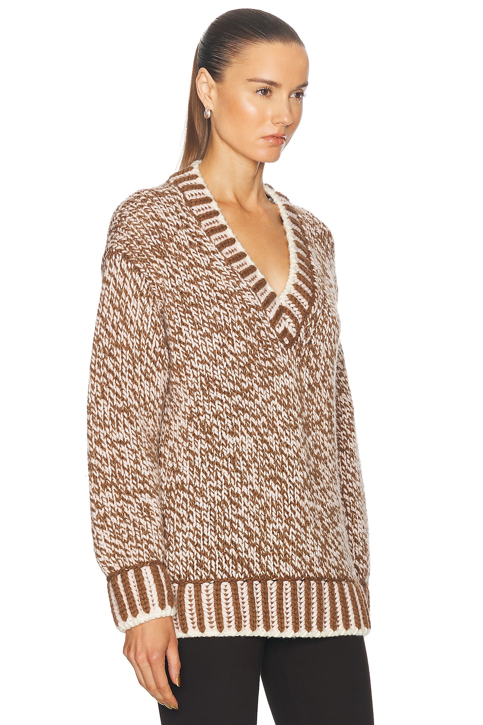 Shop Moncler V-neck Sweater In Beige