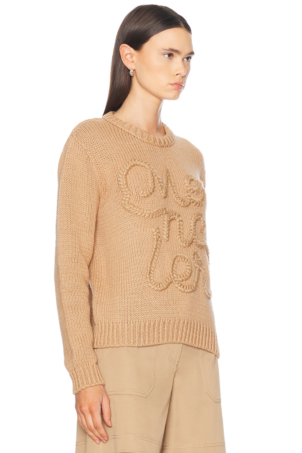 Shop Moncler Long Sleeve Sweater In Beige