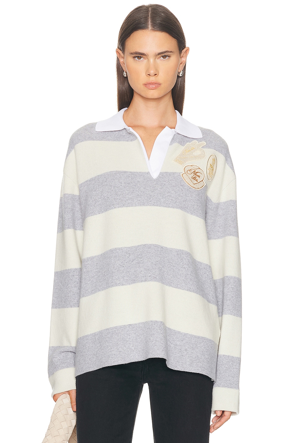 Moncler Long Sleeve Polo Sweater In Gray