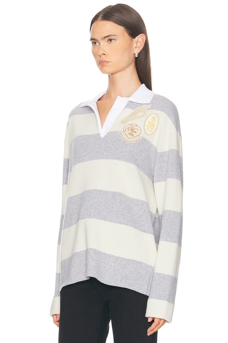 Moncler Long Sleeve Polo Sweater In Gray