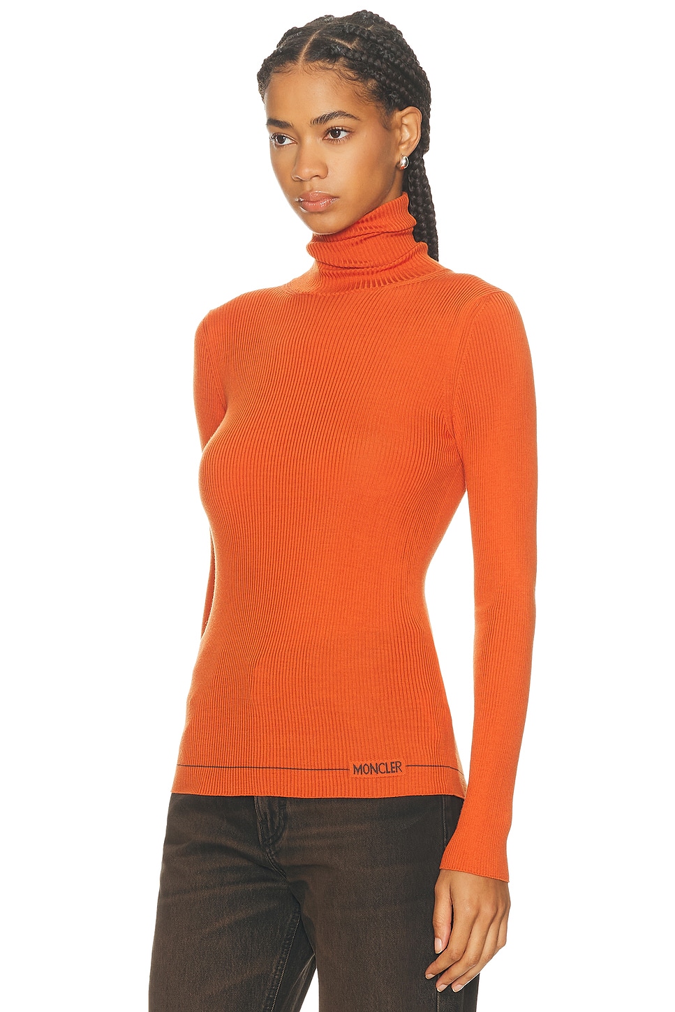 Moncler Virgin Wool Turtleneck Sweater In Orange