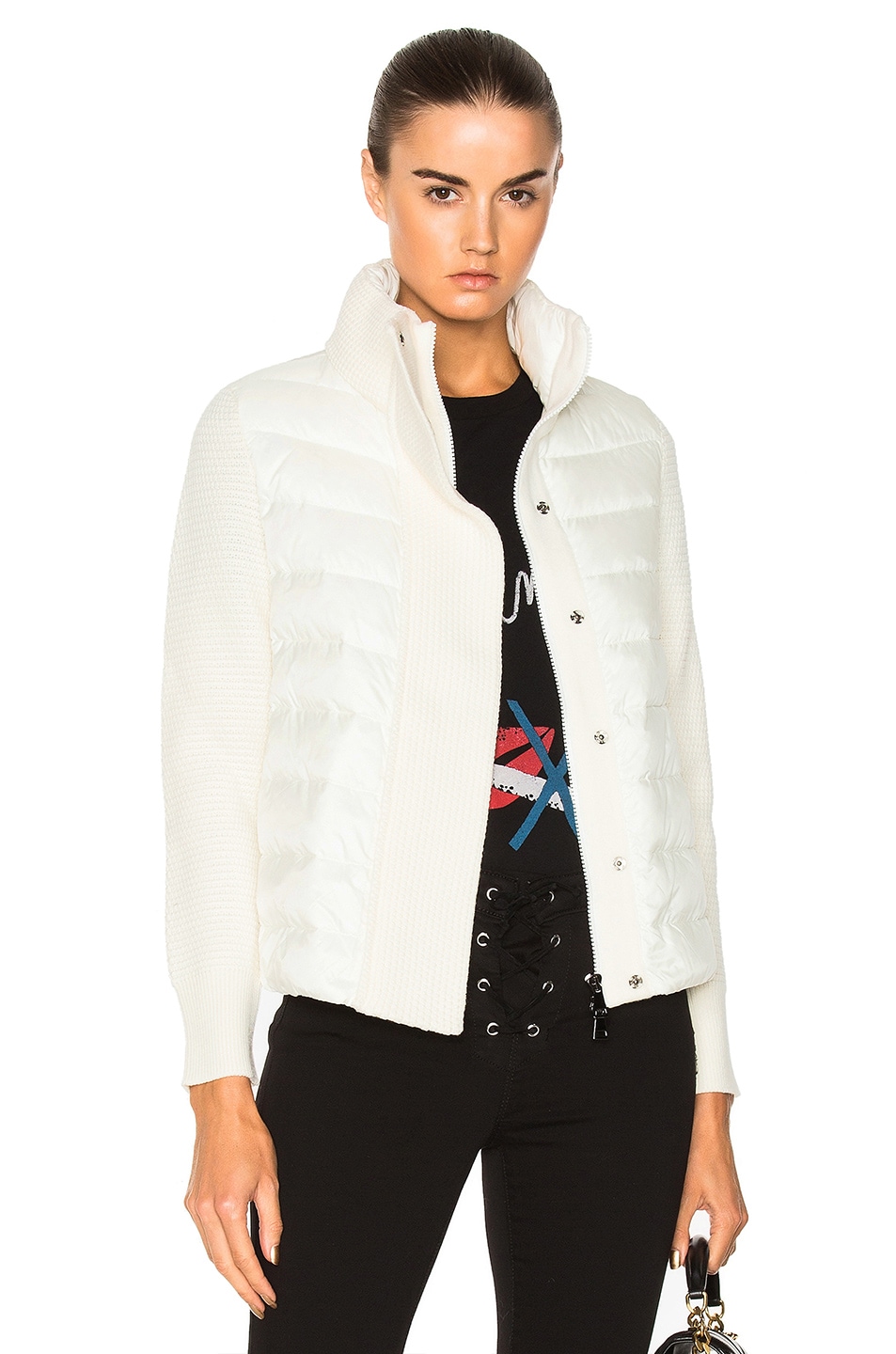 Image 1 of Moncler Maglione Tricot Jacket in Cream