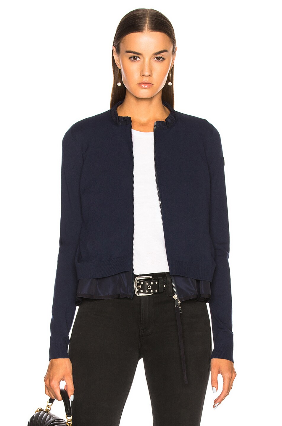 Image 1 of Moncler Maglia Tricot Cardigan in Navy