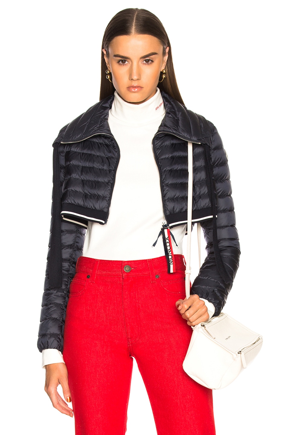 Image 1 of Moncler Citrin Cropped Jacket in Navy Blue