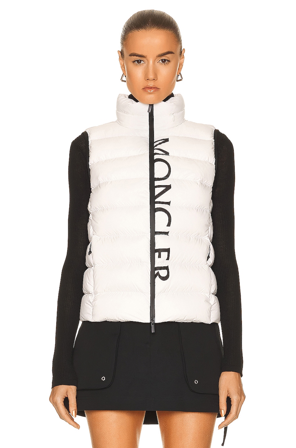 Moncler Matt Black Cenis Vest in White | FWRD