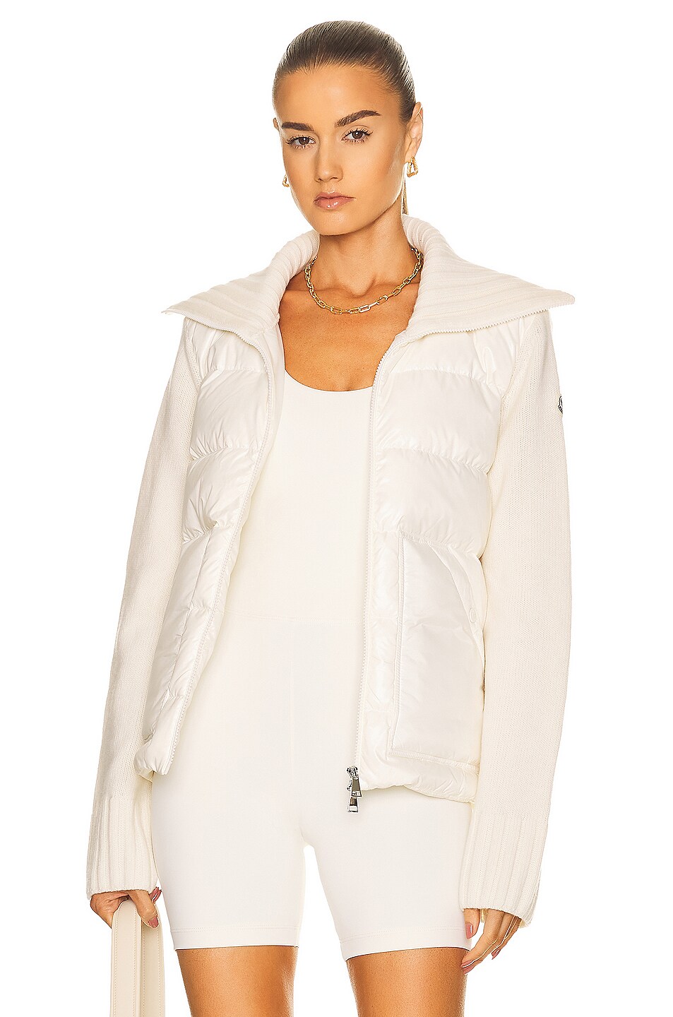 Image 1 of Moncler Zip Up Cardigan in Off White