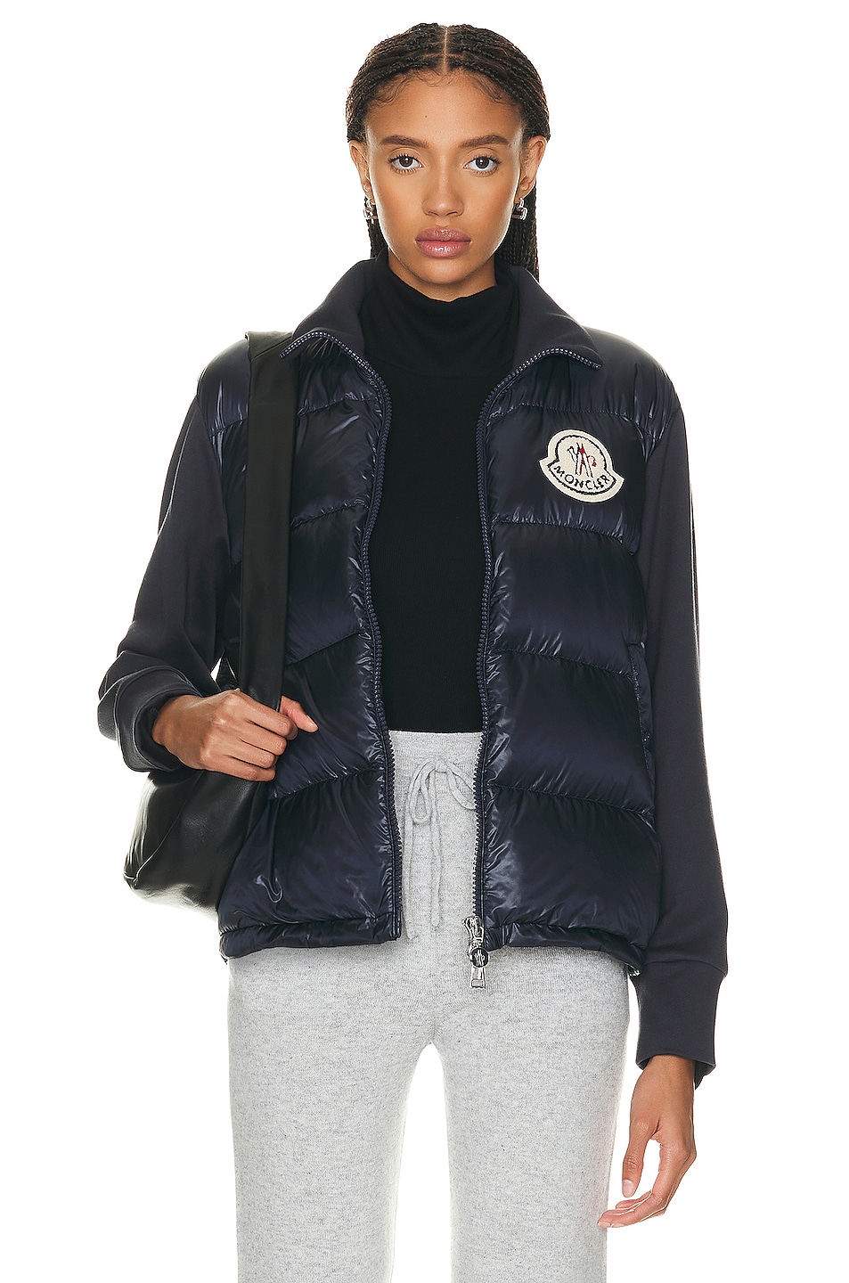 Moncler Zip Up Cardigan in Blue Navy | FWRD