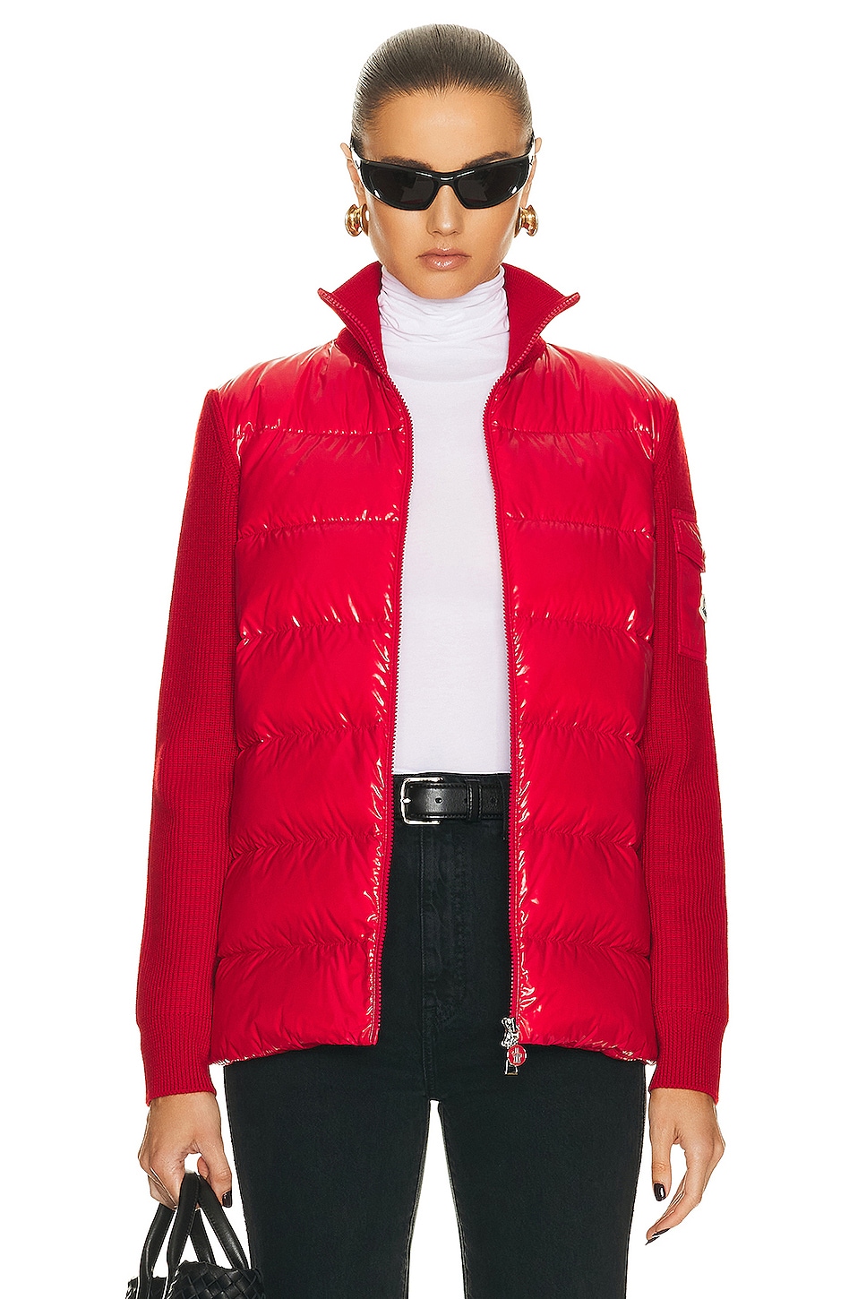 Image 1 of Moncler Zip Up Cardigan in Red