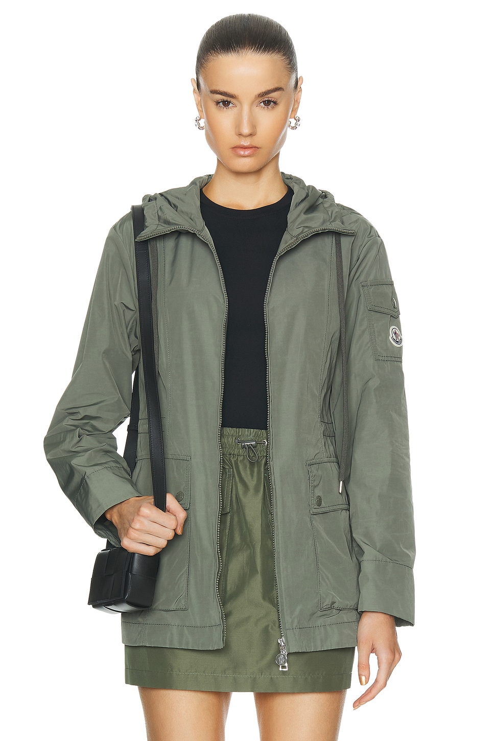 Image 1 of Moncler Leandro Short Parka in Russian Olive