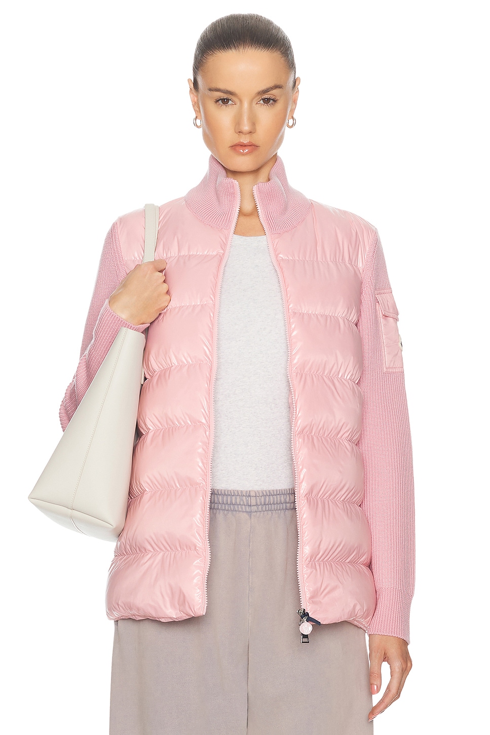 Image 1 of Moncler Zip Up Cardigan in Pink