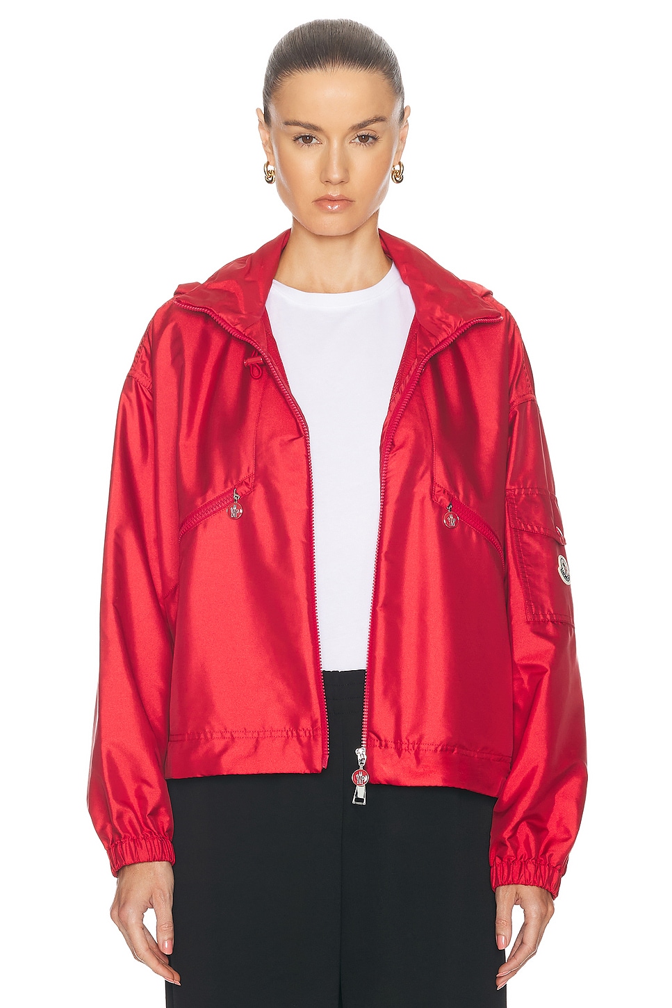 Shop Moncler Hemar Short Parka In Red