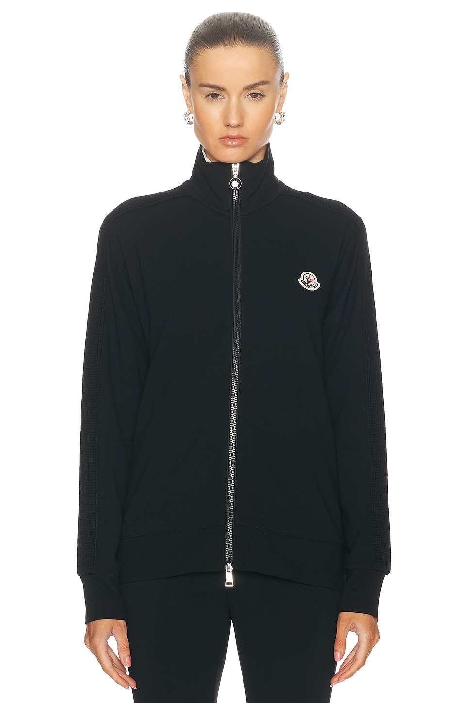 Image 1 of Moncler Zip Up Cardigan in Black