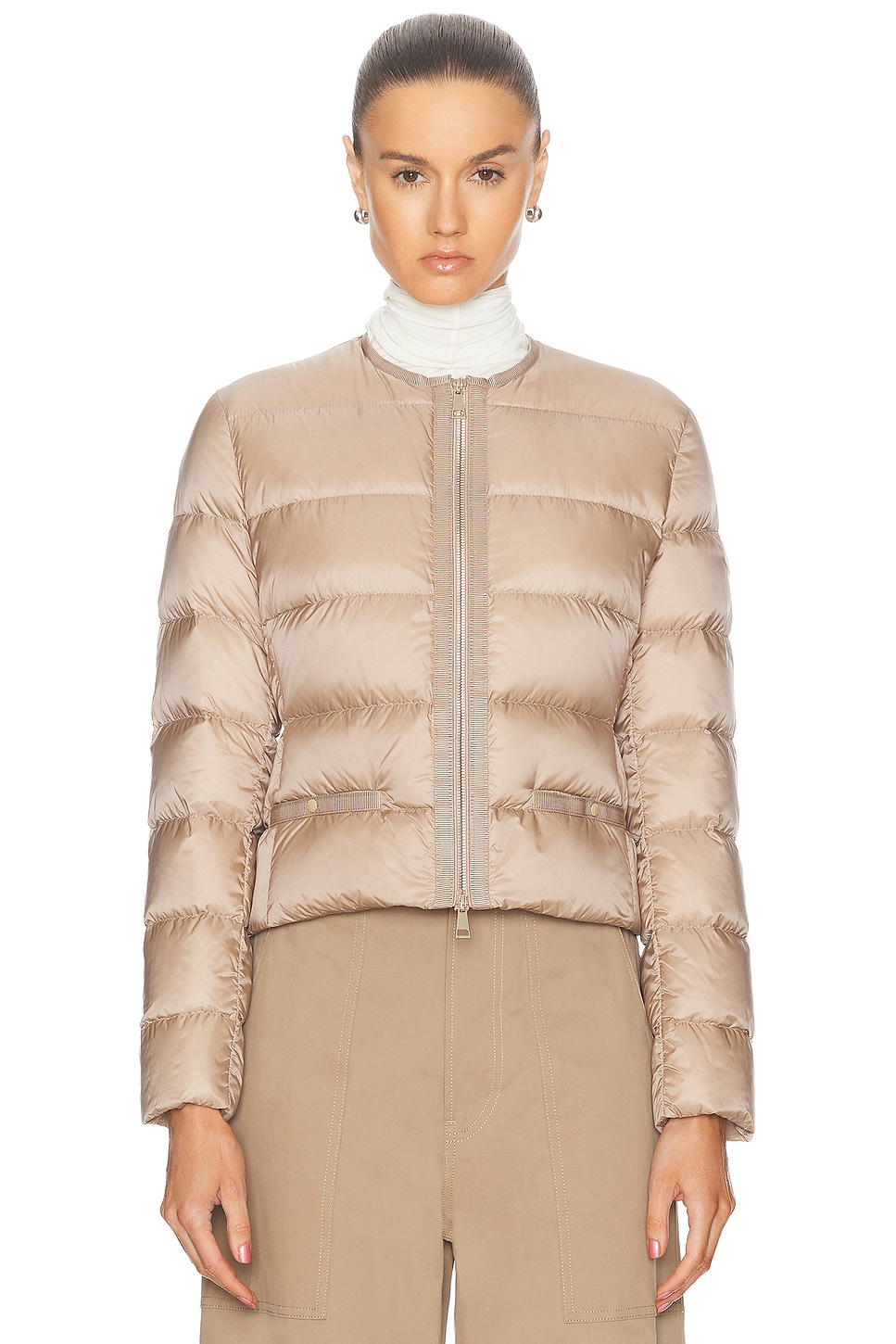 Shop Moncler Laurine Jacket In Faded Beige