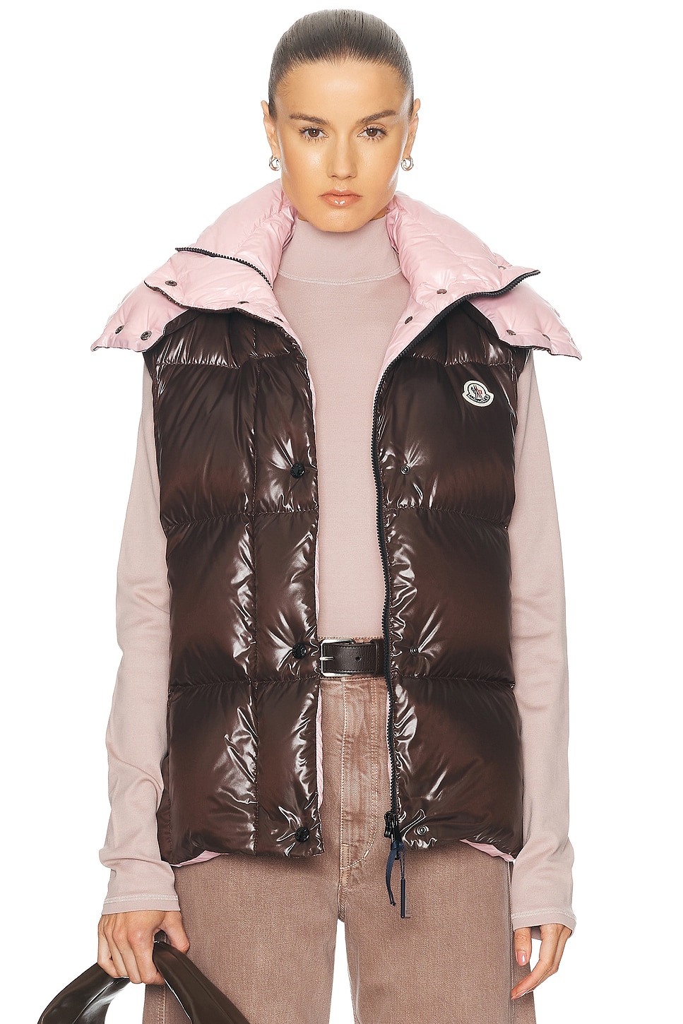 Shop Moncler Luzule Vest In Brown