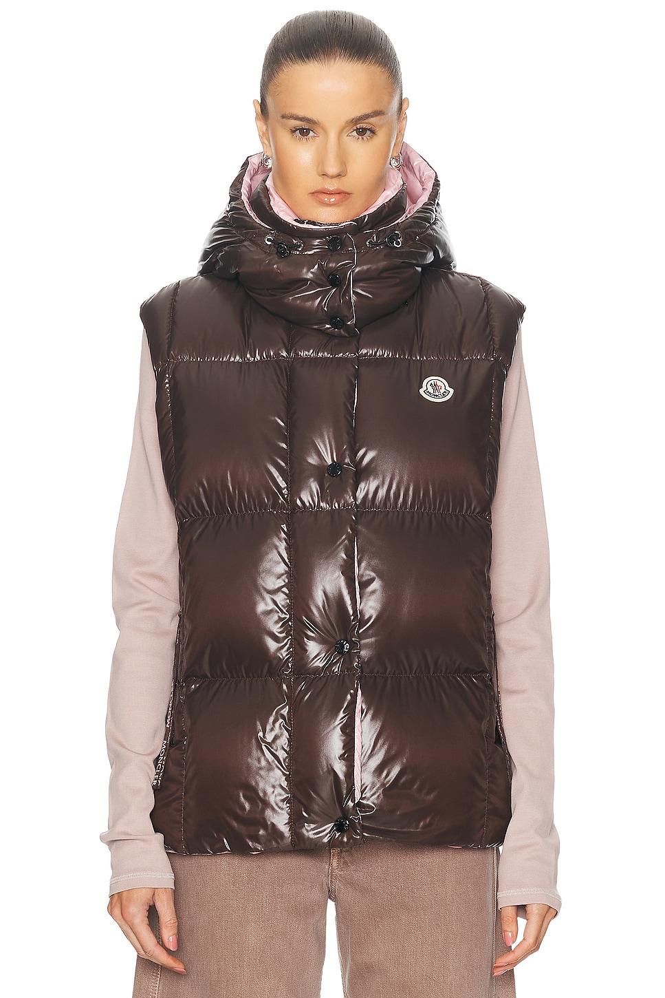 Shop Moncler Luzule Vest In Brown