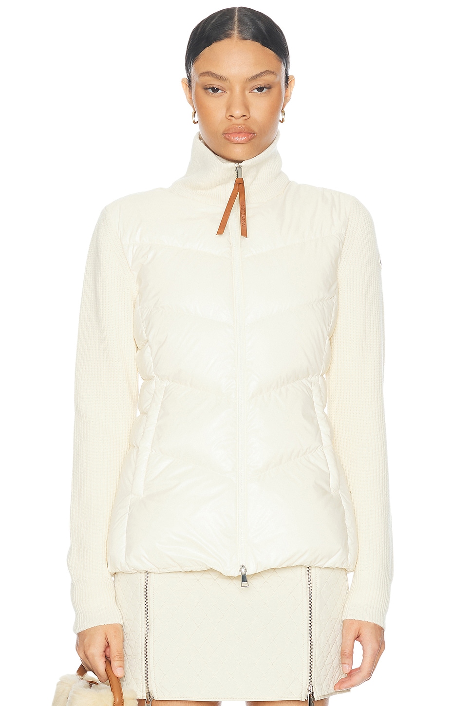 Image 1 of Moncler Zip Up Cardigan in White