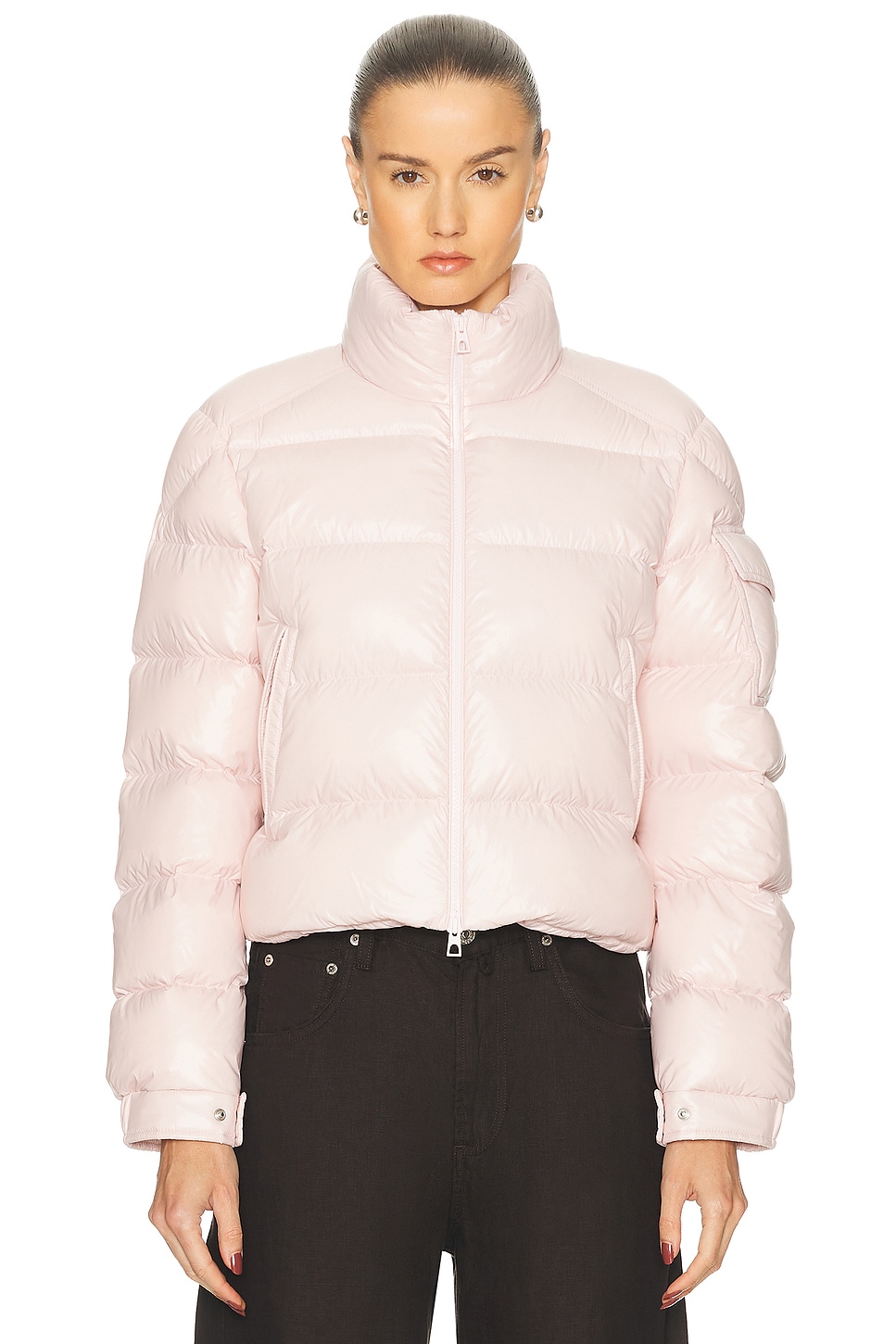 Moncler Petra Short Down Puffer Jacket In Pink