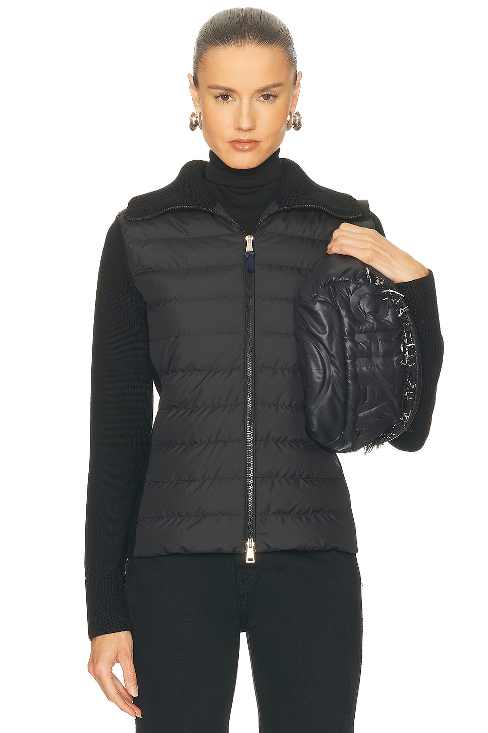 Moncler Zip Up Jacket In Black