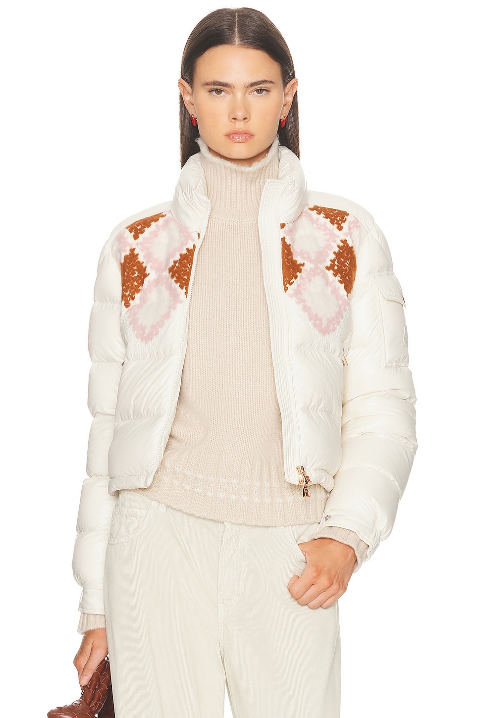 Image 1 of Moncler Megara Jacket in Beige & Pink