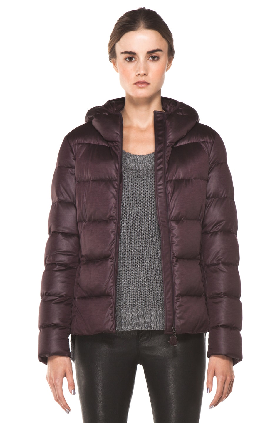 Image 1 of Moncler Jersey Poly Jacket in Burgundy