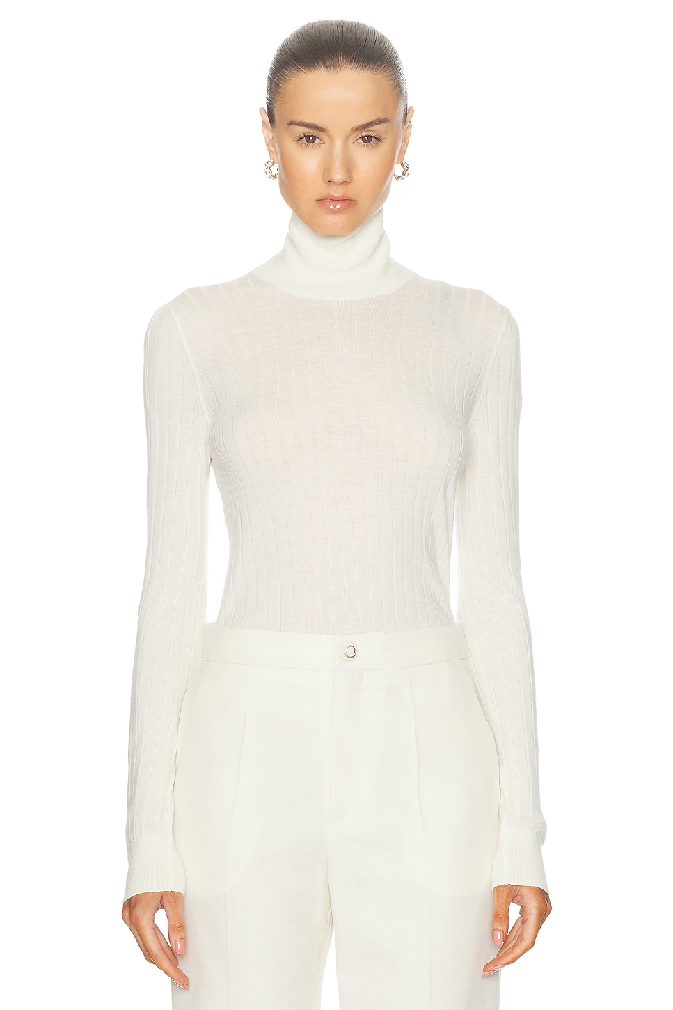 Image 1 of Moncler Turtleneck Top in Silk White