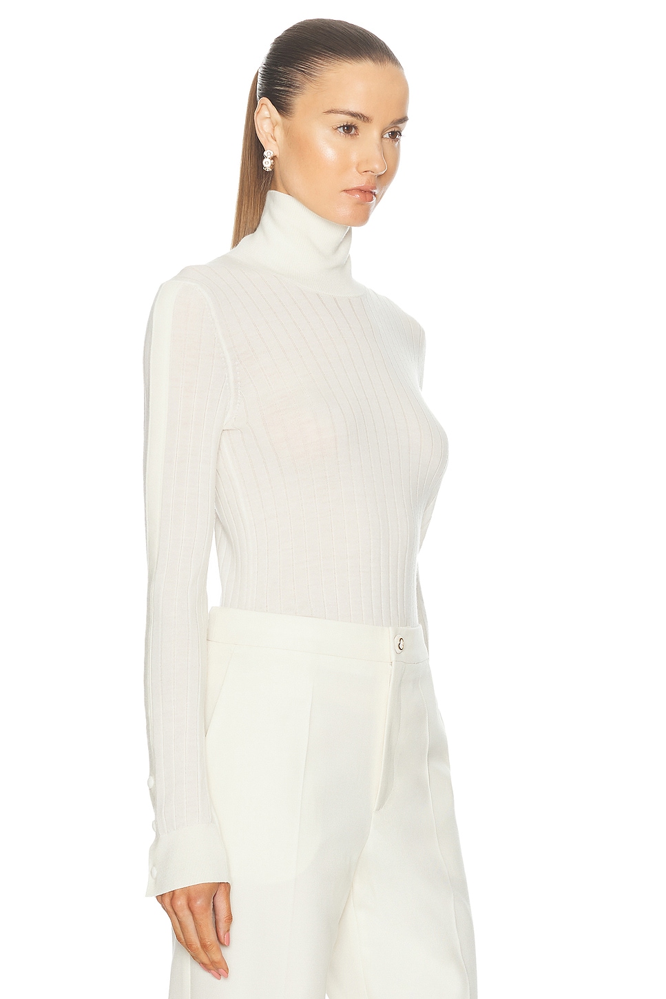 Moncler Turtleneck Top In Silk White
