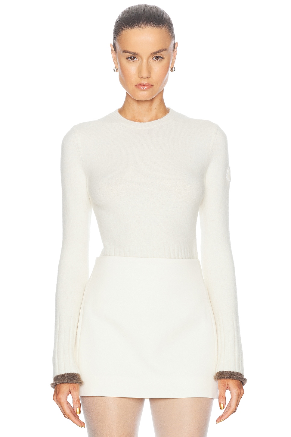 Shop Moncler Long Sleeve Top In White