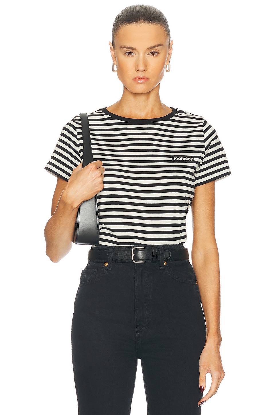 Moncler T-shirt Aus Baumwolle In Black & White
